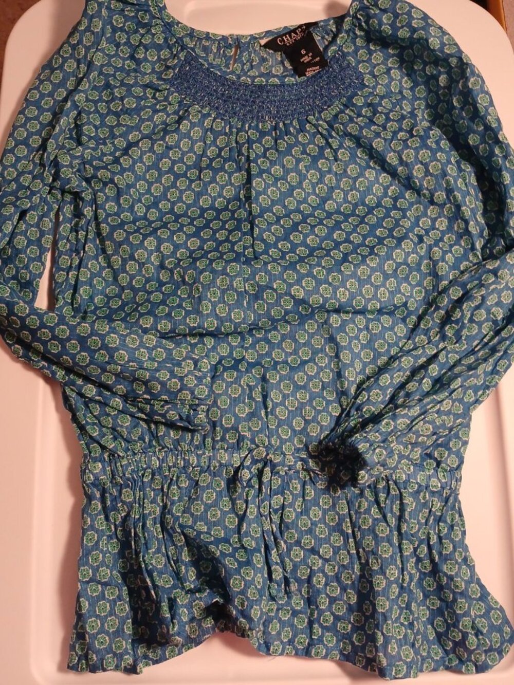 Chaps Girls Blue Long Sleeve Shirt Size 6